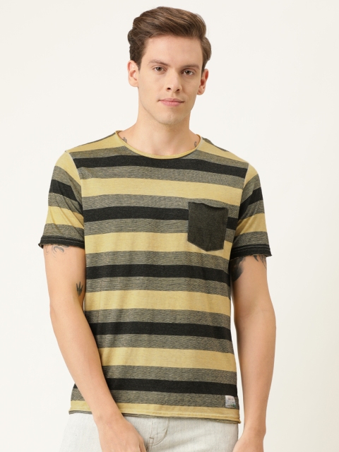 

Lee Cooper Men Yellow Striped Round Neck T-shirt