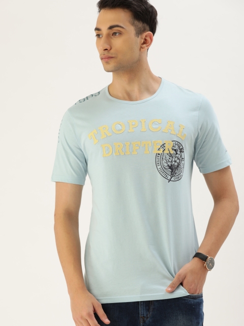 

Lee Cooper Men Blue Printed Round Neck Tshirt With Applique Detailing