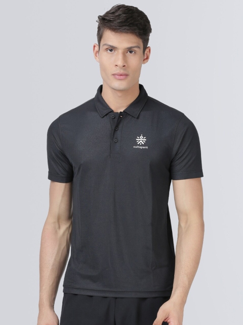 

Cultsport Men Black & White Brand Logo Print Polo Collar T-shirt