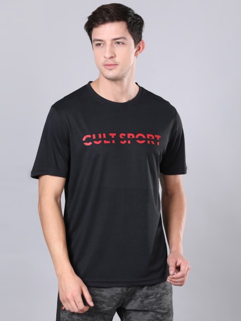 

Cultsport Men Black Solid Round Neck T-shirt