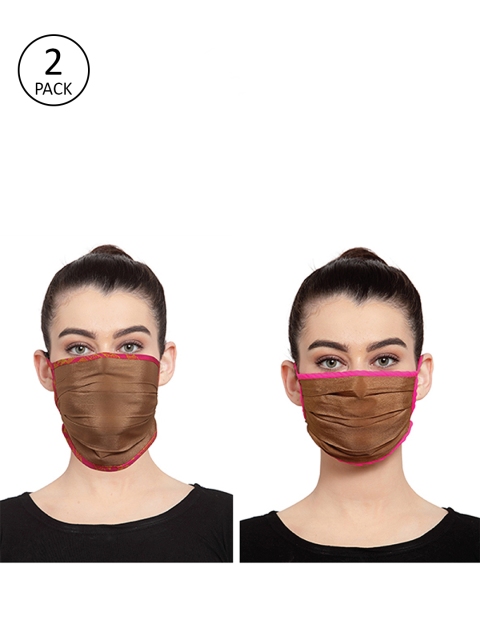 

Masaba Unisex Pack Of 2 Printed 1-Ply Reusable Cloth Mask, Brown