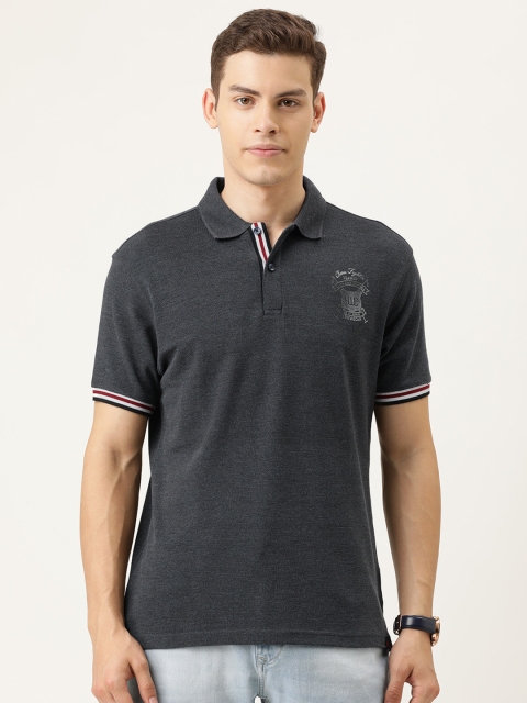 

YWC Men Grey Melange Solid Polo Collar T-shirt