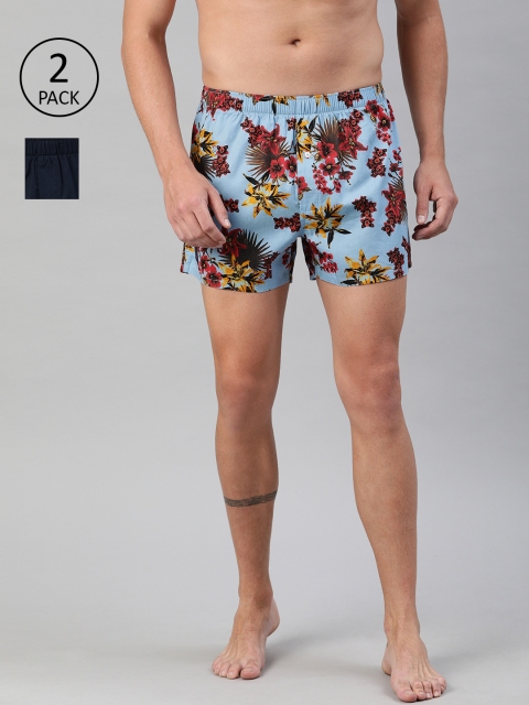 

THE BEAR HOUSE Men Pack of 2 Blue Printed Woven Assorted Boxers TBH-MARIO