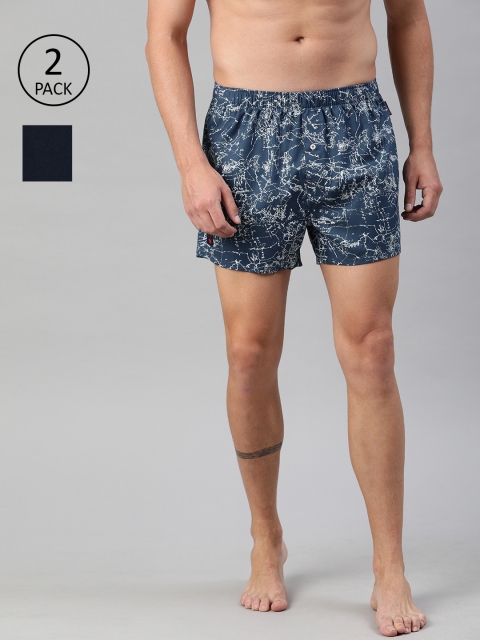 

THE BEAR HOUSE Men Pack of 2 Blue Printed Woven Assorted Boxers TBH-KIVU