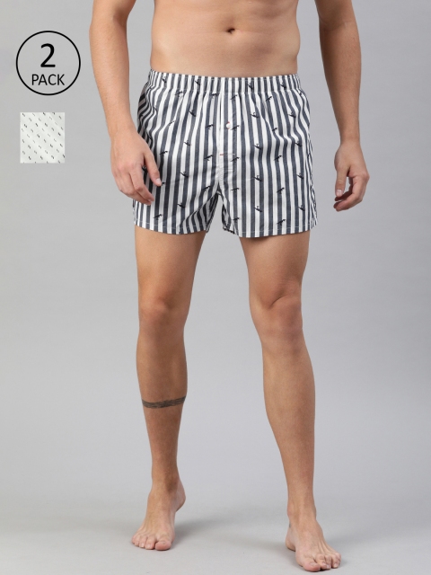 

THE BEAR HOUSE Men Pack of 2 Woven Boxers TBH-BLONTO, White
