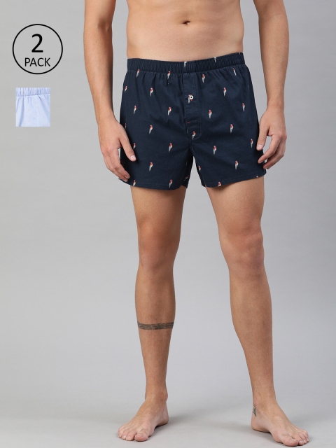 

THE BEAR HOUSE Men Pack of 2 Blue Printed Woven Boxers TBH-MARTY