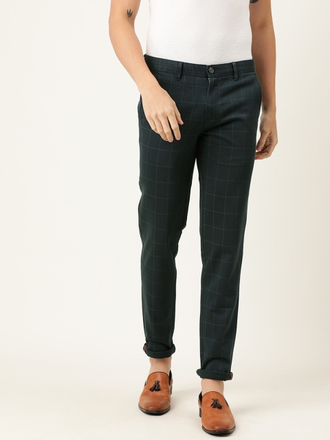 

Lee Cooper Men Navy Blue & Grey Slim Fit Checked Chinos