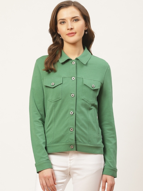 

Style Quotient Women Green Slim Fit Solid Lightweight Shacket