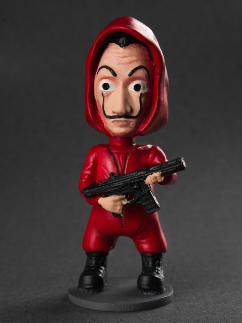 

Bigsmall Red Money Heist Bobblehead Collectible