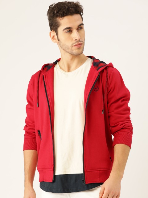 

Monte Carlo Men Red Solid Hooded Sweatshirt