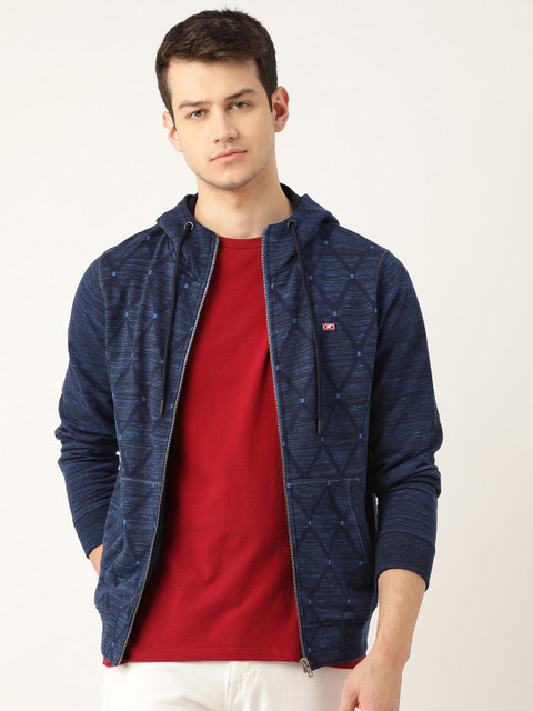 

Monte Carlo Men Navy Blue Self Design Hooded Sweatshirt