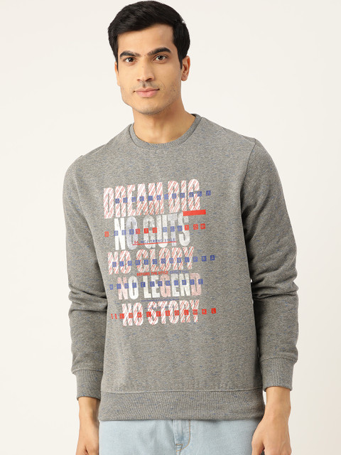 

Monte Carlo Men Grey & Off-White Printed Sweatshirt with Melange Effect