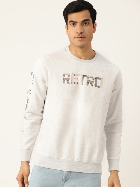 

Monte Carlo Men Off-White Embroidered Sweatshirt with Melange Effect