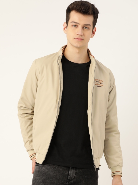 

Monte Carlo Men Beige Solid Varsity Jacket