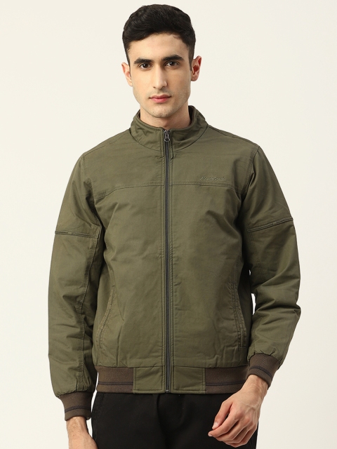 

Monte Carlo Men Olive Green Solid Bomber Jacket