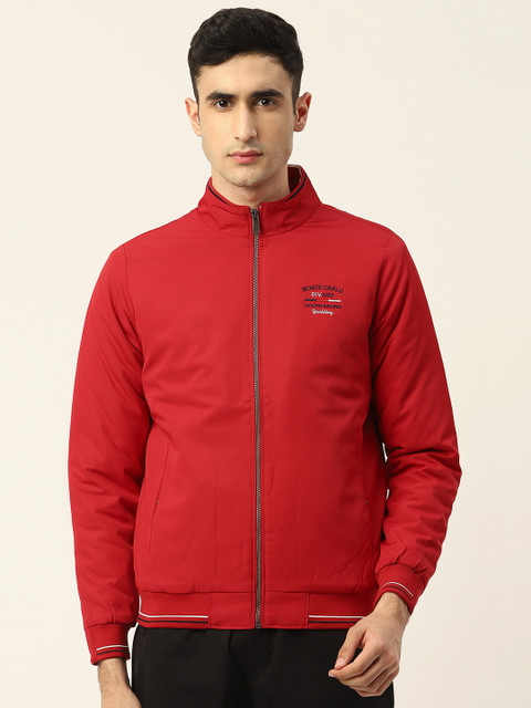 

Monte Carlo Men Red Solid Bomber Jacket