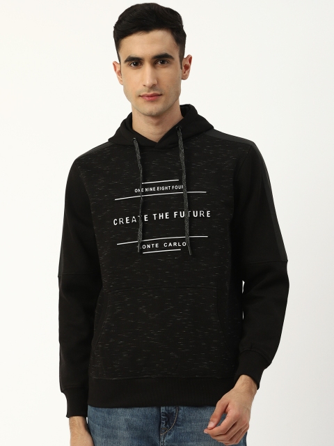 

Monte Carlo Men Black Printed Hooded Sweatshirt