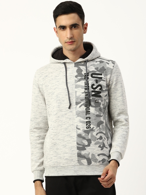 

Monte Carlo Men Grey & Black Printed Hooded Sweatshirt
