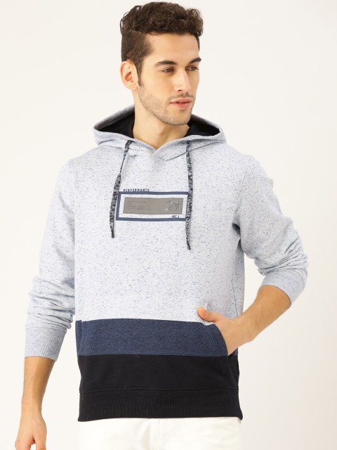 

Monte Carlo Men Blue & Black Colourblocked Hooded Sweatshirt