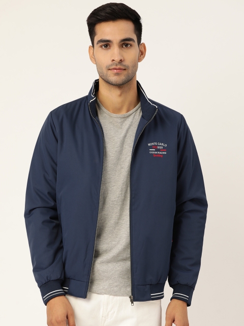 

Monte Carlo Men Navy Blue Solid Varsity Jacket