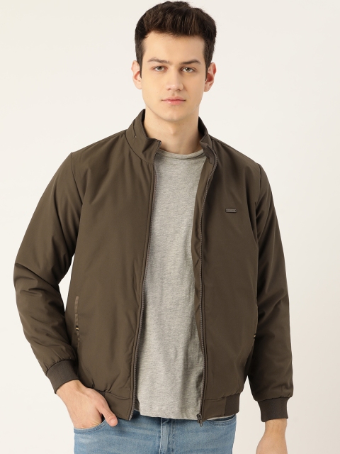 

Monte Carlo Men Olive Brown Solid Bomber Jacket