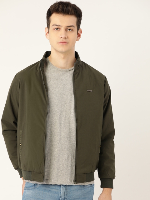 

Monte Carlo Men Olive Green Solid Bomber Jacket