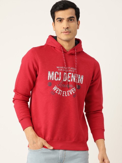 

Monte Carlo Men Red & White Printed Hooded Sweatshirt