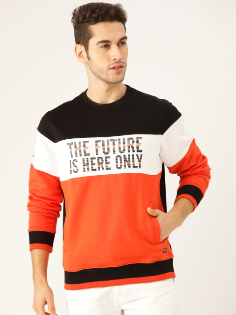 

Monte Carlo Men Orange & Black Printed Sweatshirt