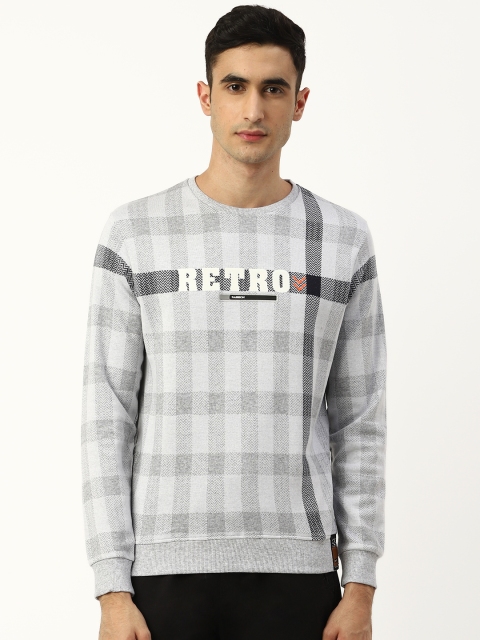 

Monte Carlo Men Grey & Black Checked Hooded Sweatshirt