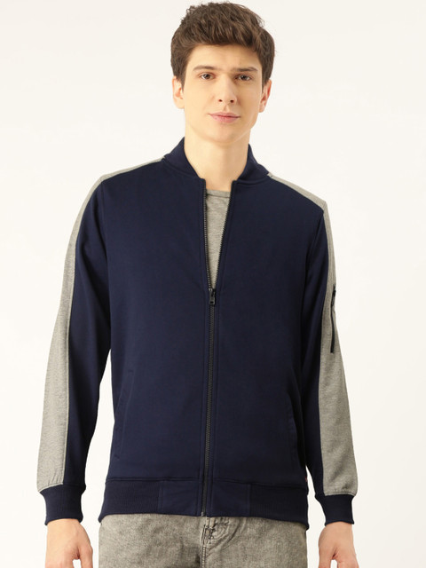 

Monte Carlo Men Navy Blue & Grey Melange Solid Sweatshirt