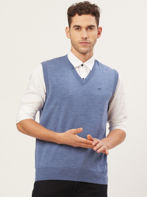 

Monte Carlo Men Blue Solid Sweater Vest