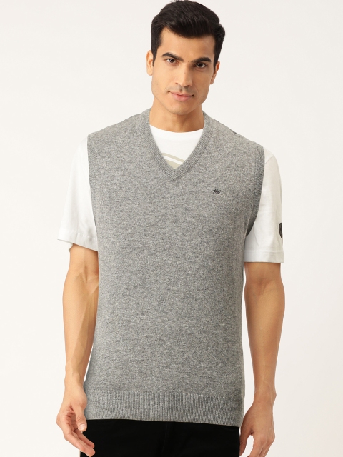 

Monte Carlo Men Grey Melange Solid Sweater Vest