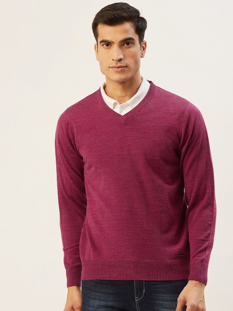 

Monte Carlo Men Magenta Solid Pullover Sweater