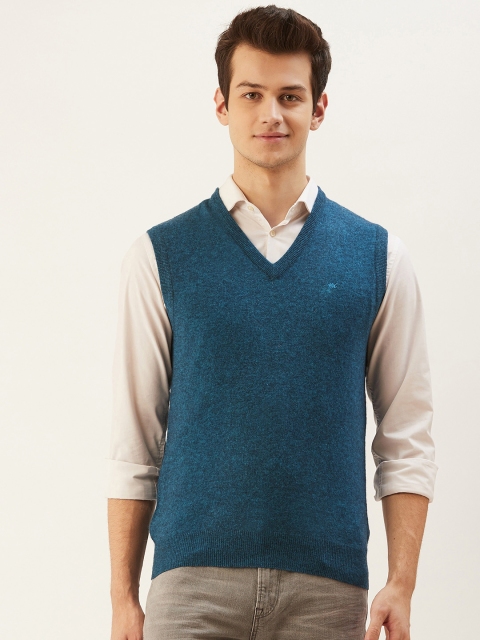 

Monte Carlo Men Teal Blue Solid Sweater Vest