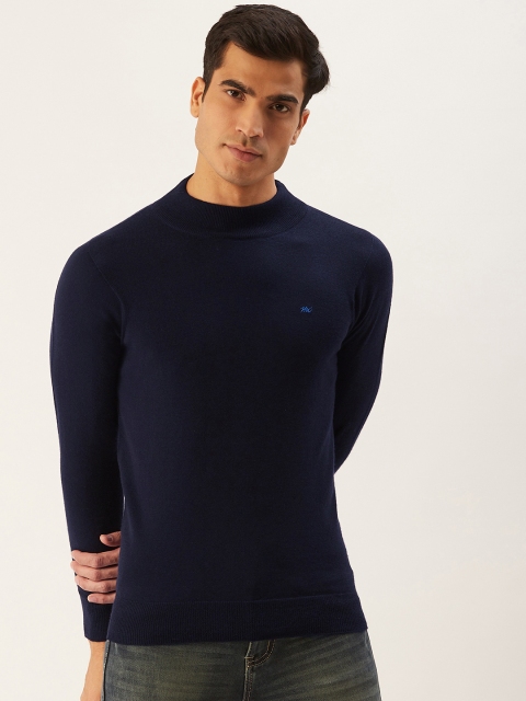 

Monte Carlo Men Navy Blue Solid Woollen Pullover