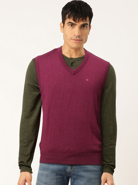 

Monte Carlo Men Purple Solid Sweater Vest