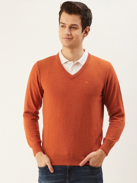 

Monte Carlo Men Coral Orange Solid Pullover Sweater
