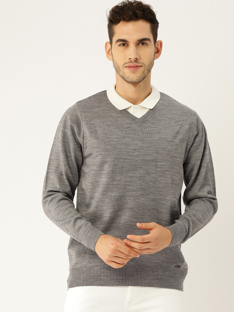 

Monte Carlo Men Grey Melange Solid Pullover