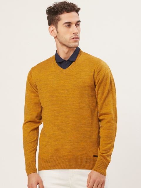 

Monte Carlo Men Mustard Yellow Solid Pullover Sweater