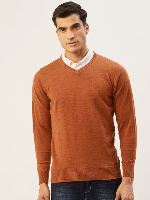 

Monte Carlo Men Rust Brown Solid Pullover Sweater