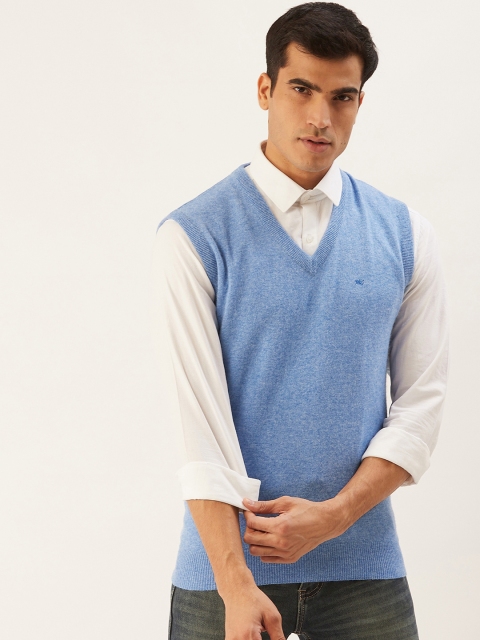 

Monte Carlo Men Blue Solid Sweater Vest