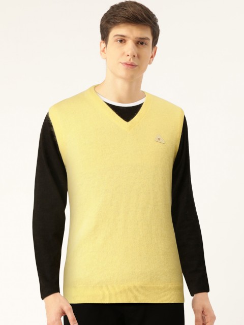 

Monte Carlo Men Yellow Solid Sweater Vest