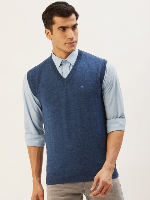 

Monte Carlo Men Blue Solid Sweater Vest