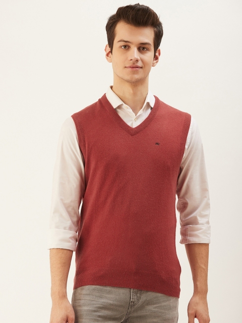 

Monte Carlo Men Red Solid Sweater Vest