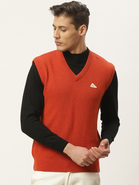 

Monte Carlo Men Orange Solid Sweater Vest