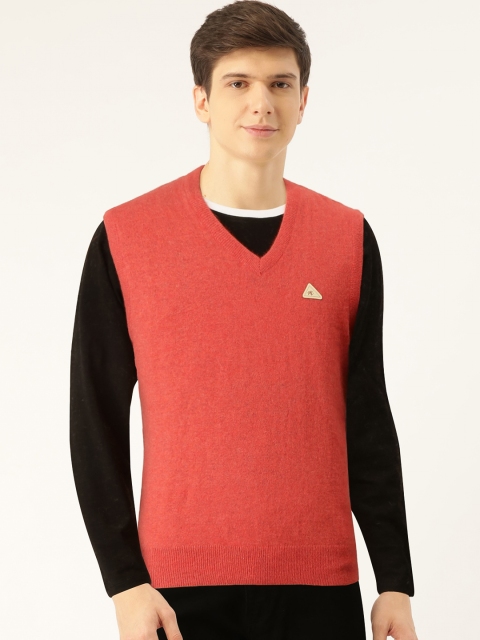 

Monte Carlo Men Coral Red Solid Sweater Vest