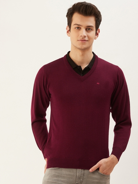 

Monte Carlo Men Maroon Solid Pullover Sweater