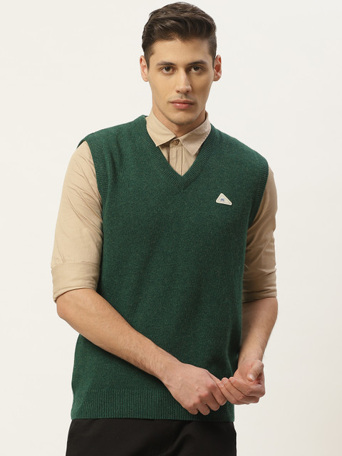 

Monte Carlo Men Green Solid Sweater Vest