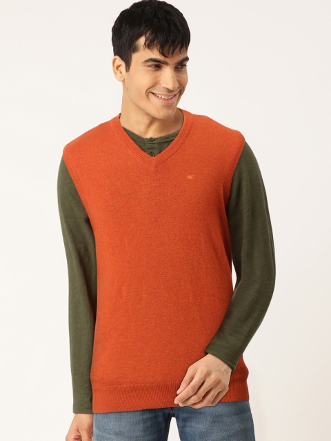 

Monte Carlo Men Rust Orange Solid Sweater Vest
