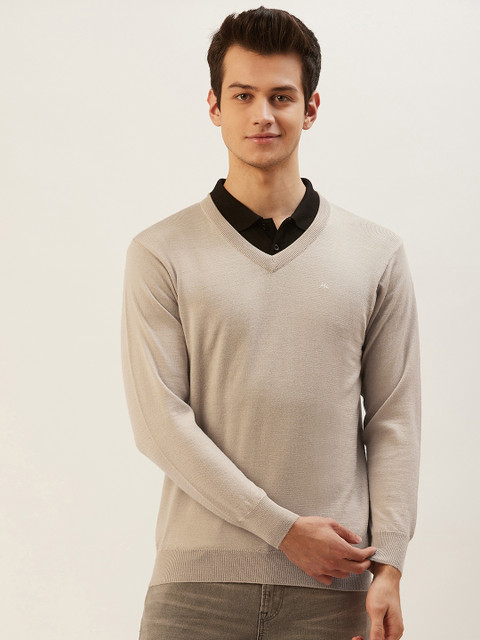 

Monte Carlo Men Beige Solid Pullover Sweater